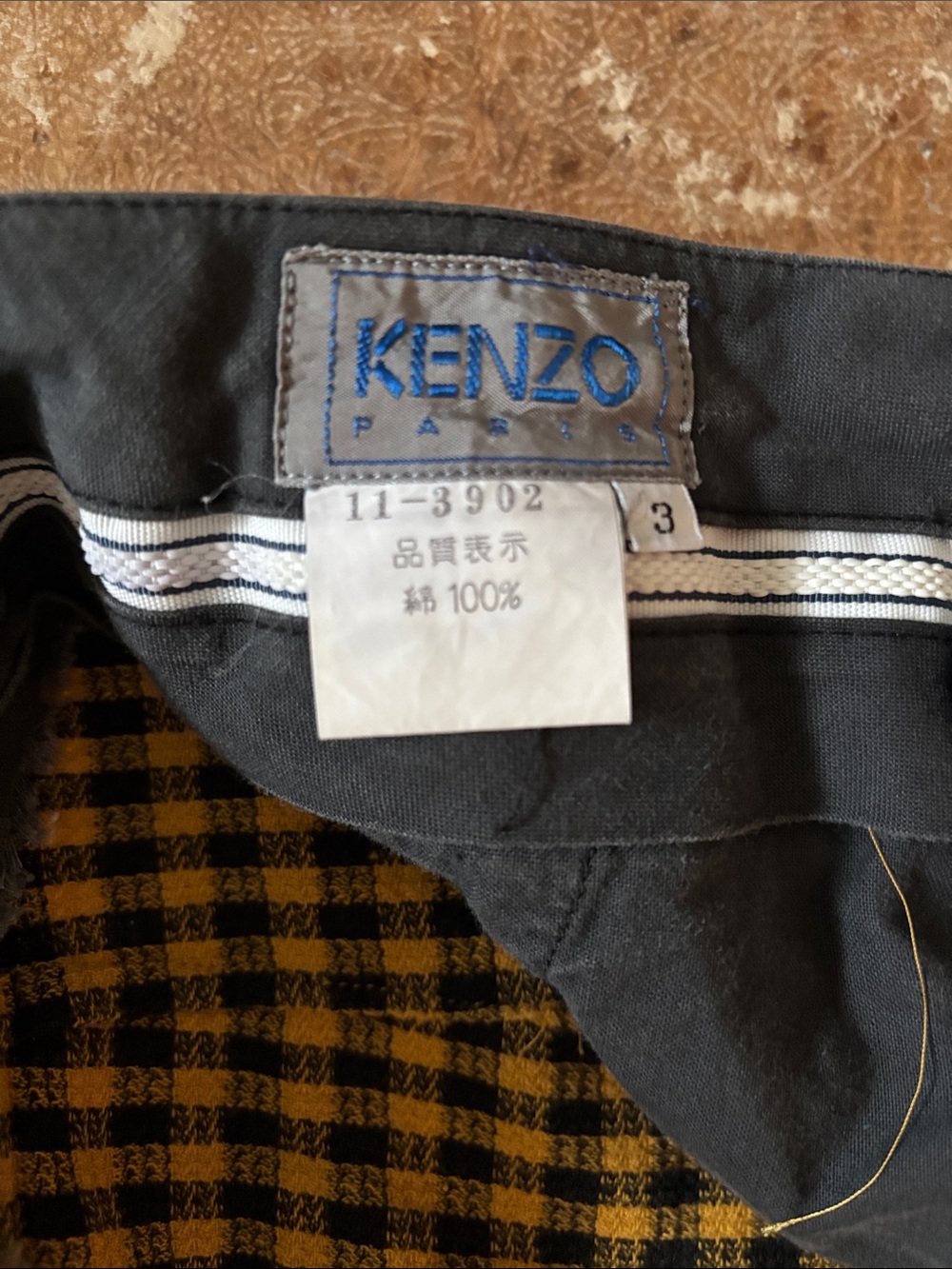 Vintage Yellow and Black Check Cotton Bottoms with flaws. - Picture 2 of 16
